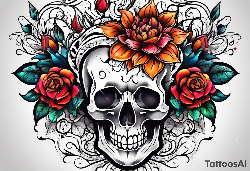 Heartbeat flowers tattoo idea
