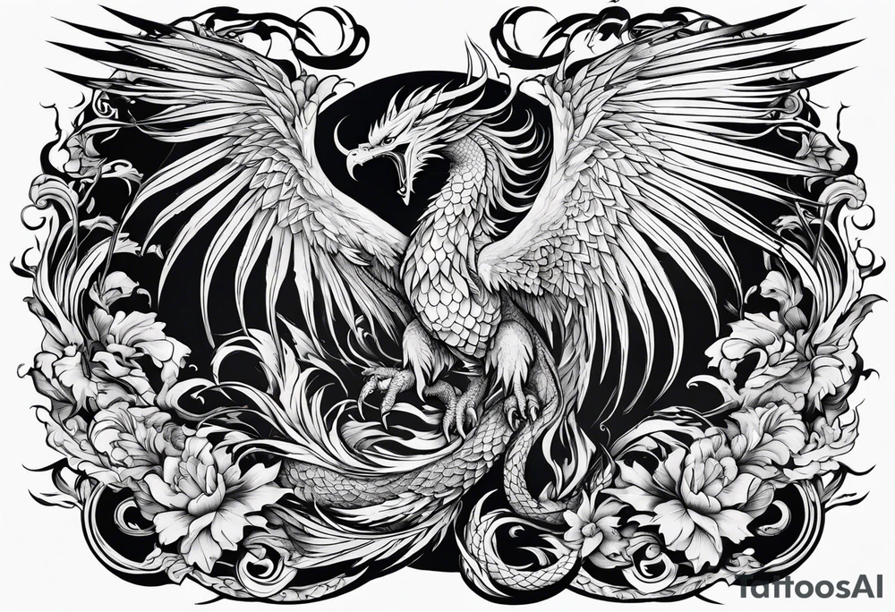 phoenix fighting a 
 dragon tattoo idea