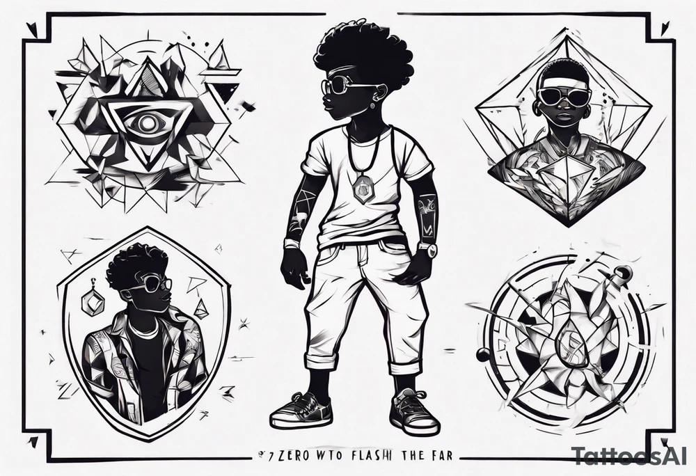 Adventurous black boy who is playful and has zero fear and ready to tackle the world tattoo idea