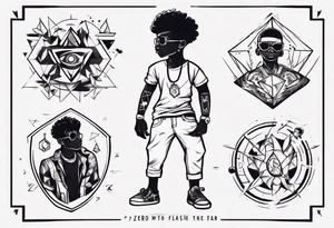 Adventurous black boy who is playful and has zero fear and ready to tackle the world tattoo idea