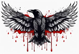 dead raven spreading wings and dripped in blood tattoo idea