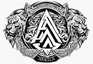 Valhalla  sword shield axe Valknut  stairs dragon lion tattoo idea