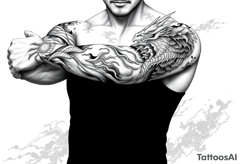 neotraditional japanese sleeve tattoo idea