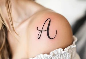 A looping handwritten "A" in chocolate brown with light beige highlights. tattoo idea