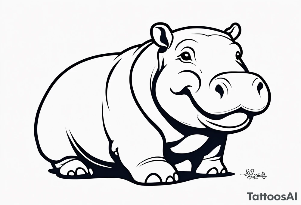 Baby hippo smiling tattoo idea