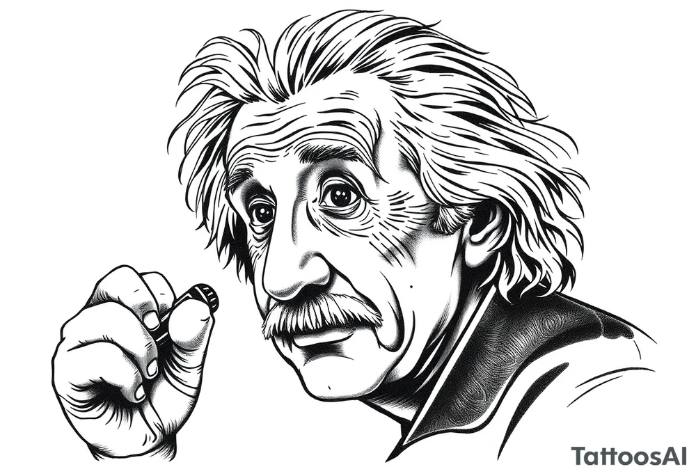 Einstein using a embosser tattoo idea