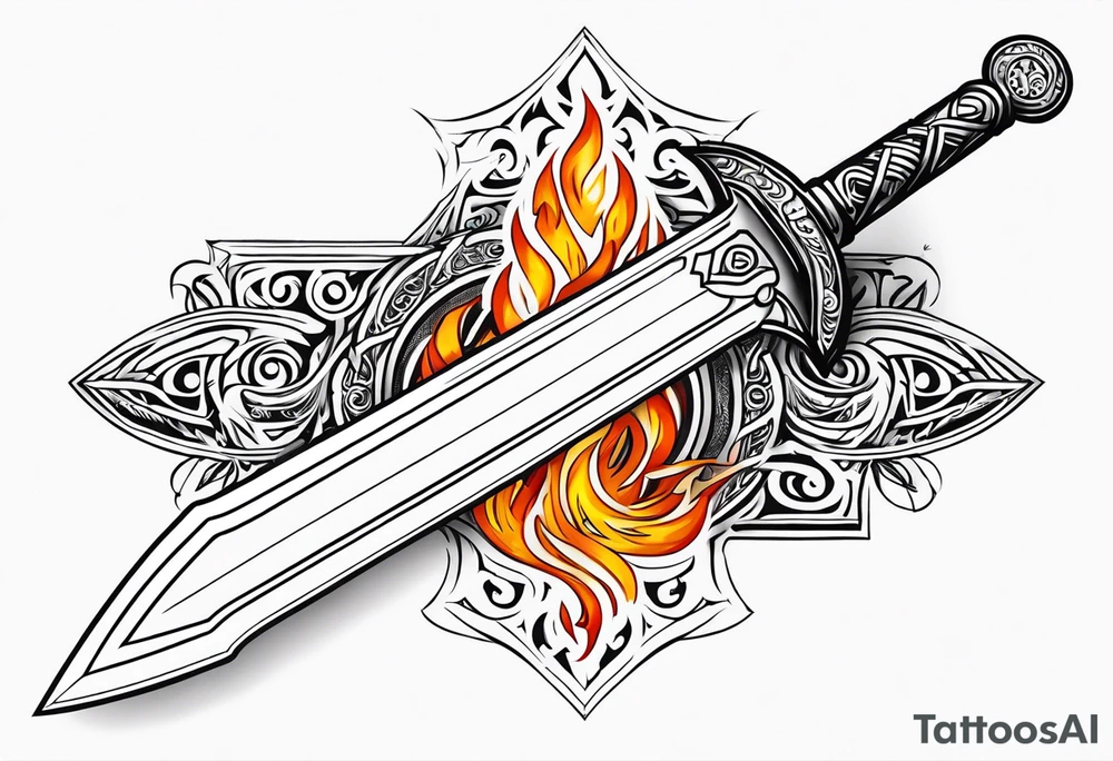 valhalla sword viking shipon fire tattoo idea