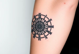 vintage roman numerals within ornate clockwork mechanism groß ganzer unterarm tattoo idea