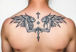 Gemini laugh now cry later feminine tattoo chest tattoo idea