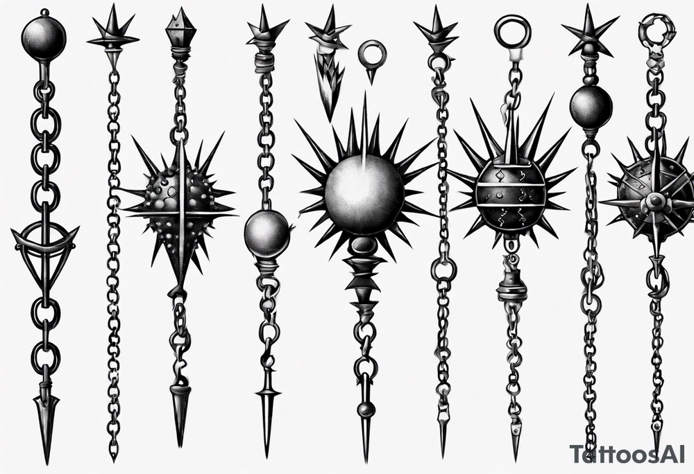 spiked ball mace on a chain tattoo idea