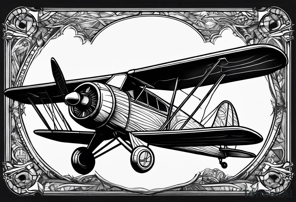 sketch of adventure plane in perspective from the bottom tattoo idea