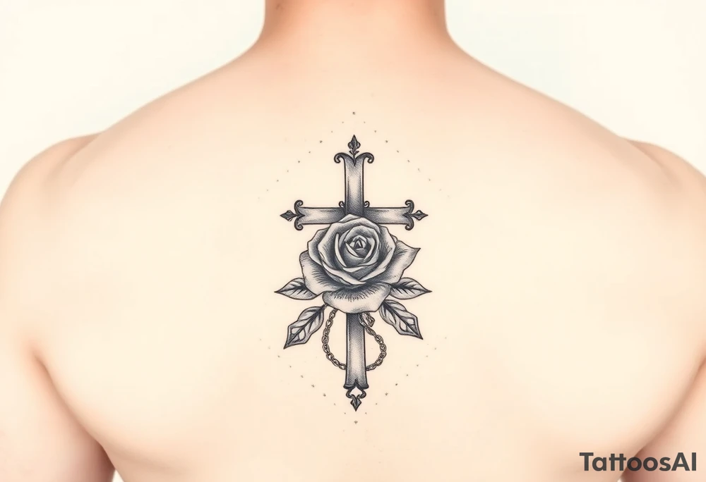 A Forearm tattoo with a Cross and a rose and chains tattoo idea A Forearm tattoo with a Cross and a rose and chains tattoo idea