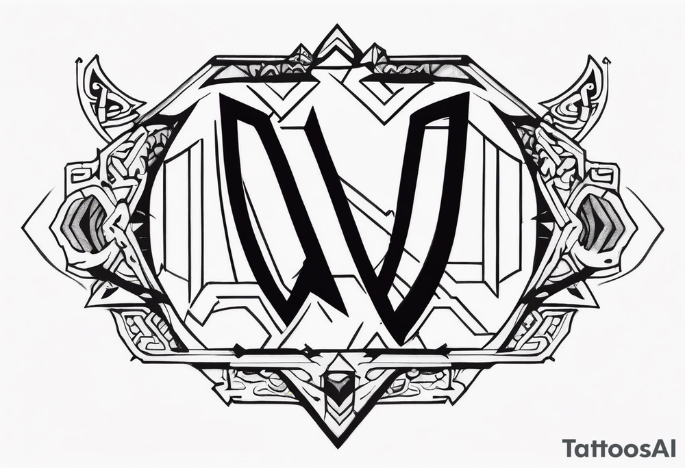 the letters A W R in the middle of a ninja headband tattoo idea