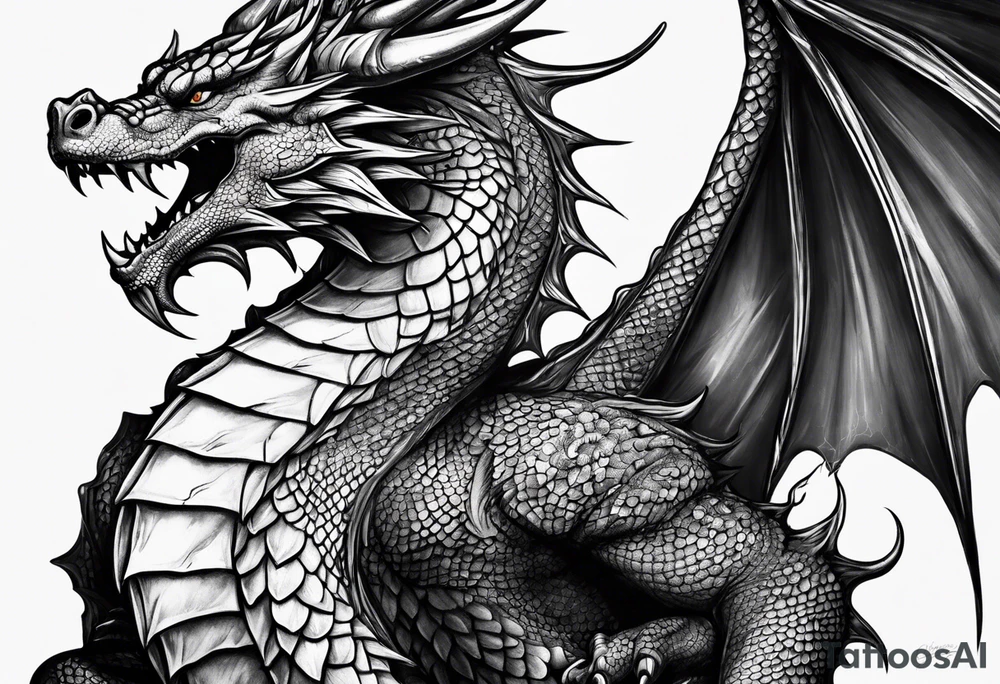Medieval dragon climbing tattoo idea