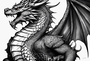 Medieval dragon climbing tattoo idea