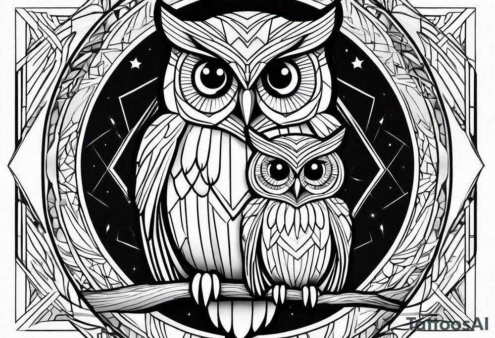 Mom and baby owl tattoo idea