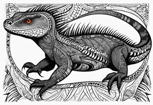 Aboriginal style goanna full body tattoo idea