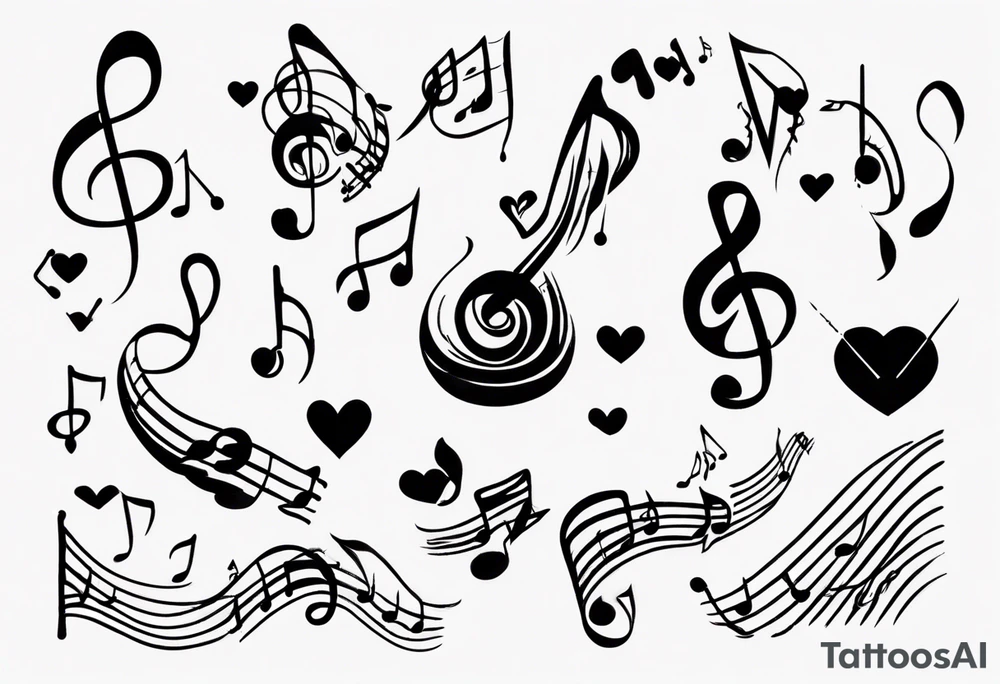 Diving into love , music notes, simplicity tattoo idea Diving into love , music notes, simplicity tattoo idea