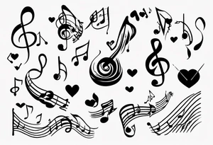 Diving into love , music notes, simplicity tattoo idea