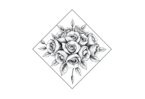A lot of Small Roses inside a diamond shape tattoo idea