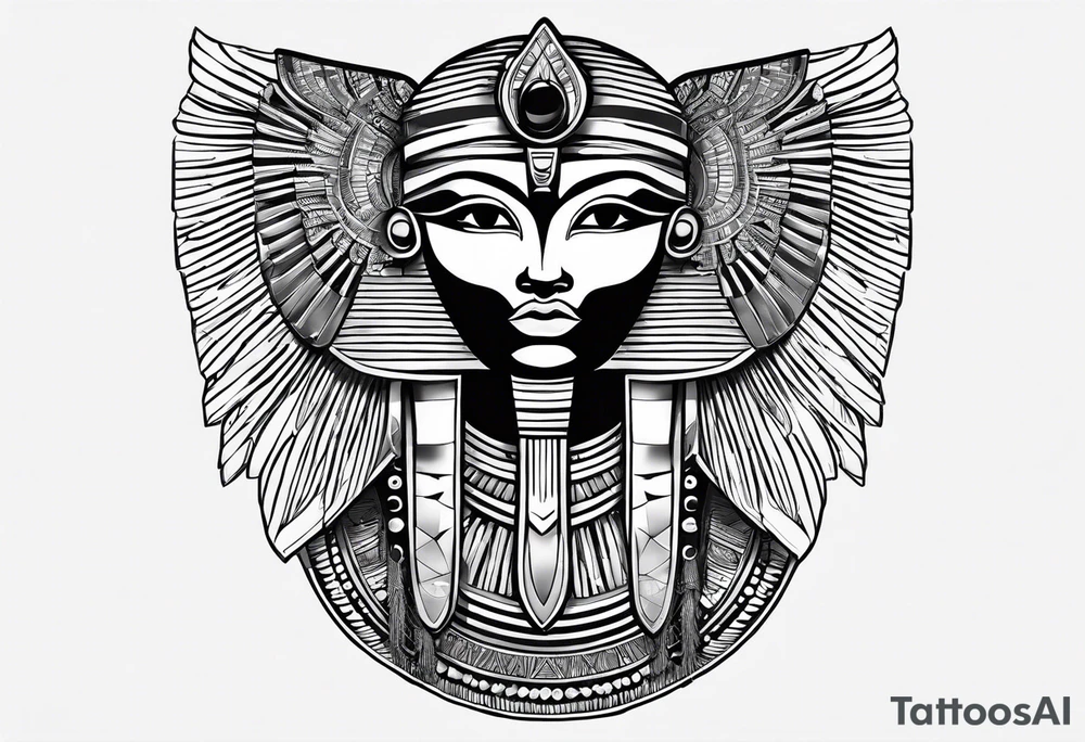 black and white Egyptian goddess Isis tattoo idea
