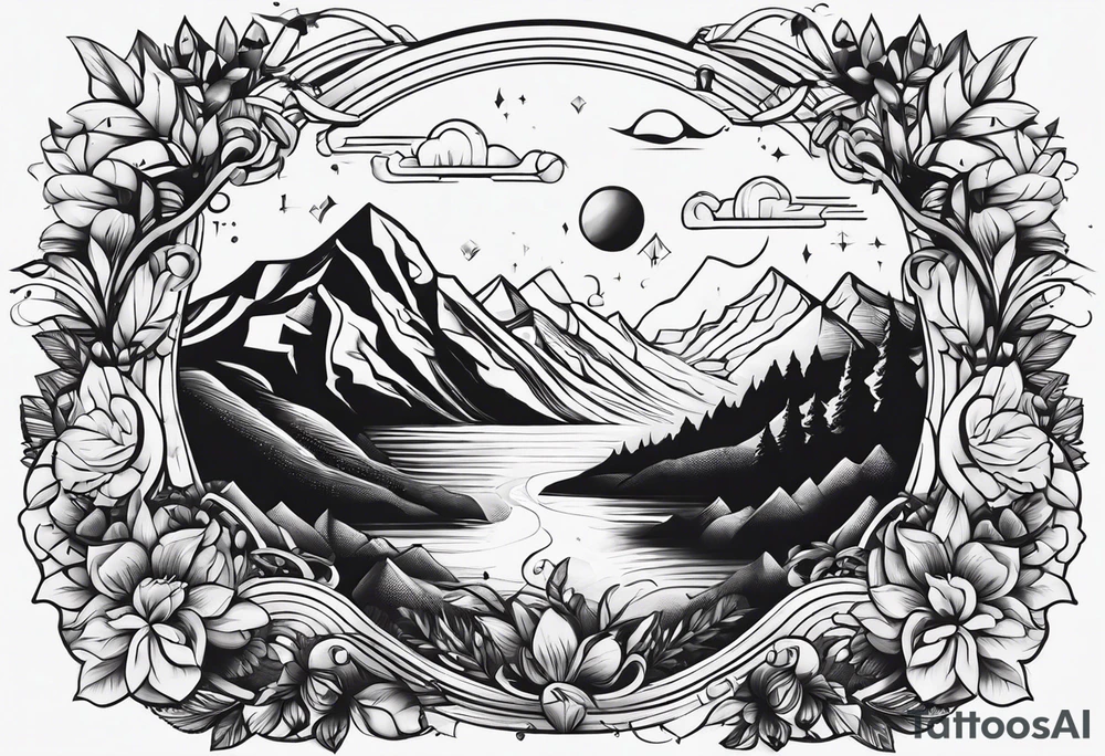 , mountains, food, music, dance tattoo idea