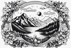 , mountains, food, music, dance tattoo idea