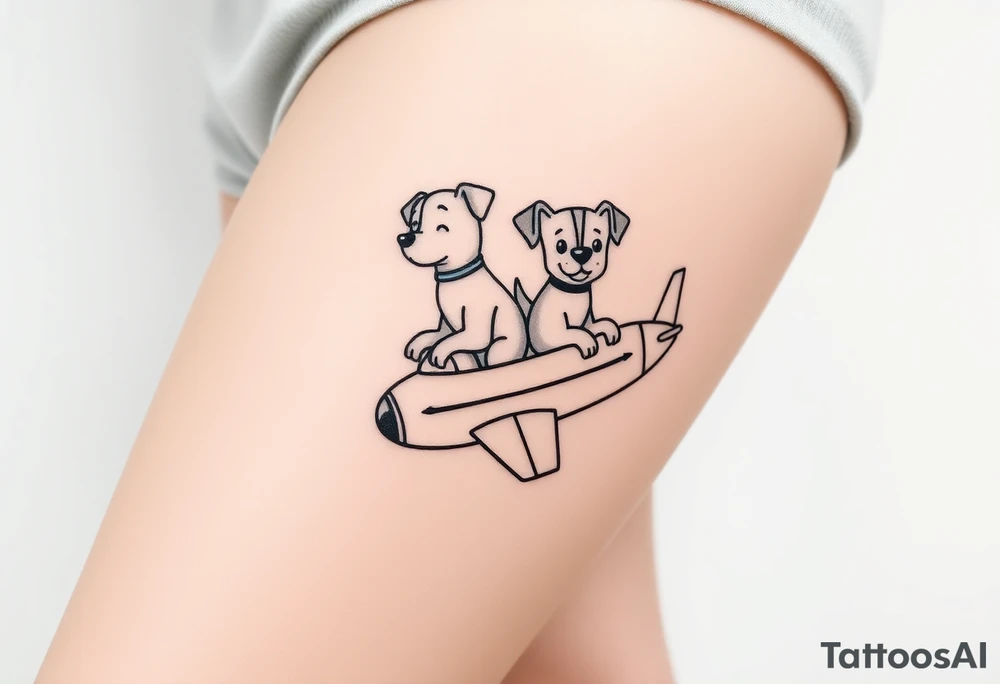 two dogs on an airplane tattoo idea