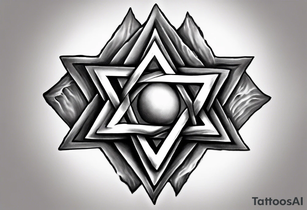 Generate a small 3”x3” tattoo with a rough metal tarnished Star of David using black & grey ultra realism tattoo style that looks as if it was woven into the muscles of the of the left peck. With “Pain is Power. Use it to help heal the world” inscribed on the Start of David like it was chiseled into the steel leaving it looking clean cut and gleaming tattoo idea