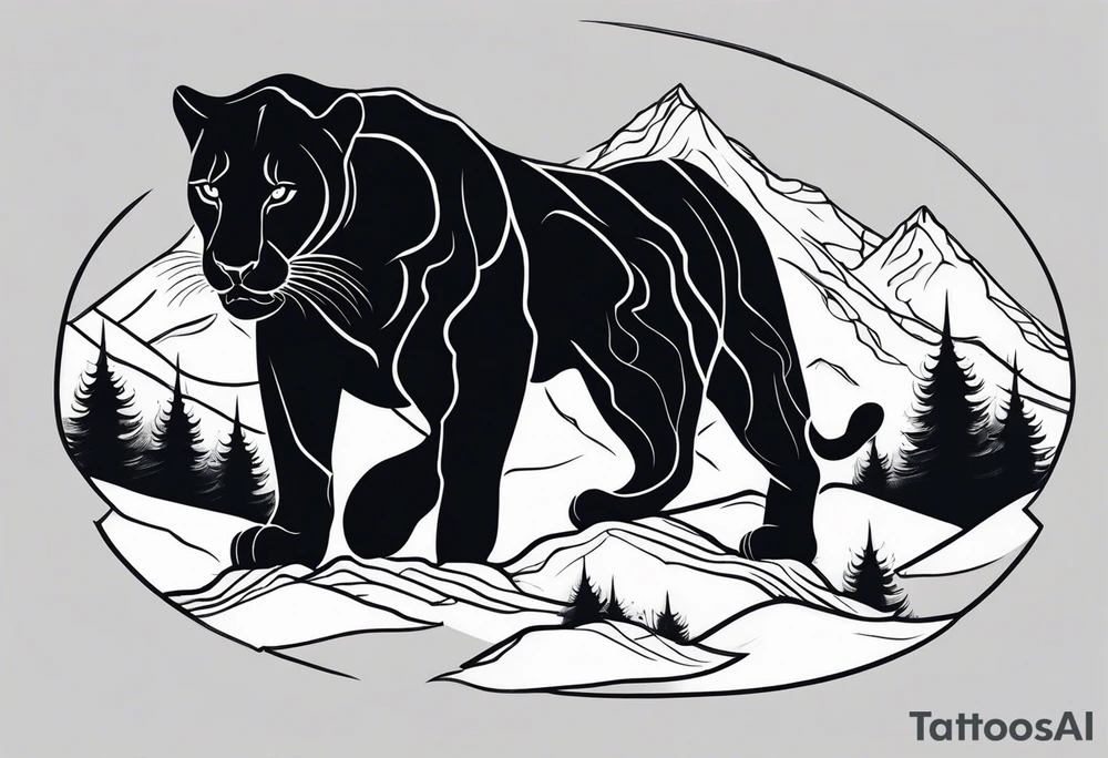 panther in mountains tattoo idea