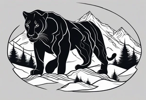 panther in mountains tattoo idea