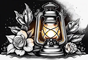 Oil lamp on tombstone tattoo idea