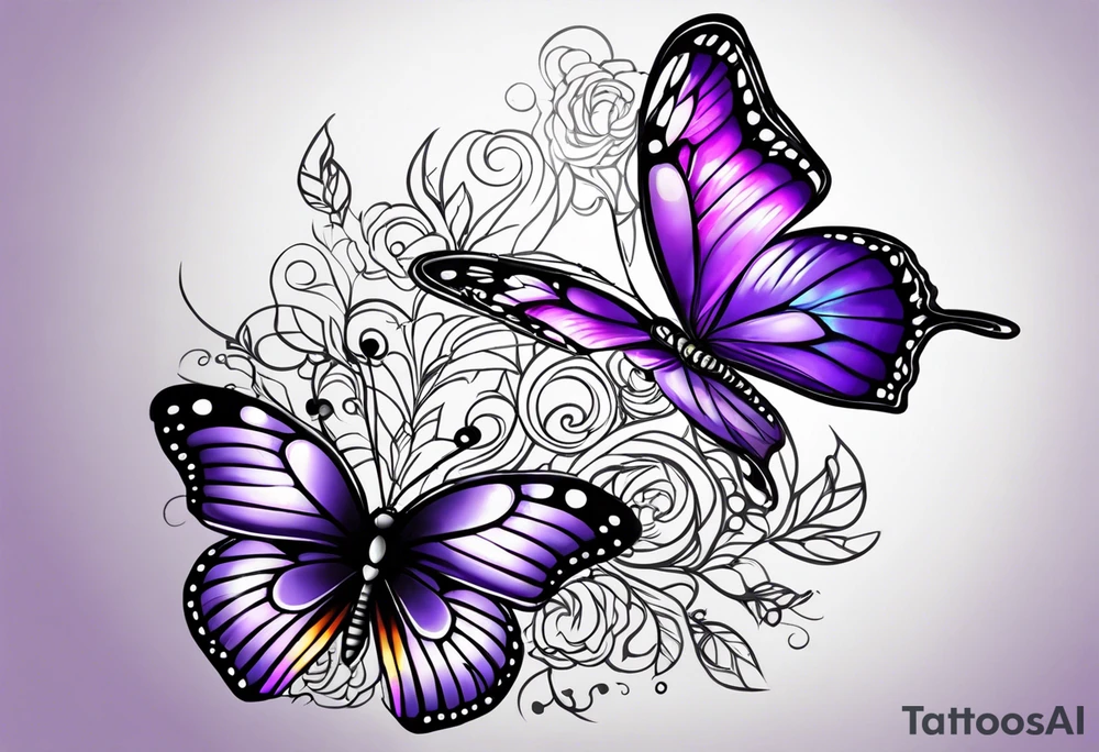 Purple butterflies tattoo idea