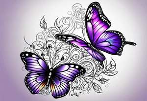 Purple butterflies tattoo idea