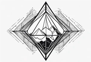 simple thick line art of space and nature in diamond shape and negative space tattoo idea