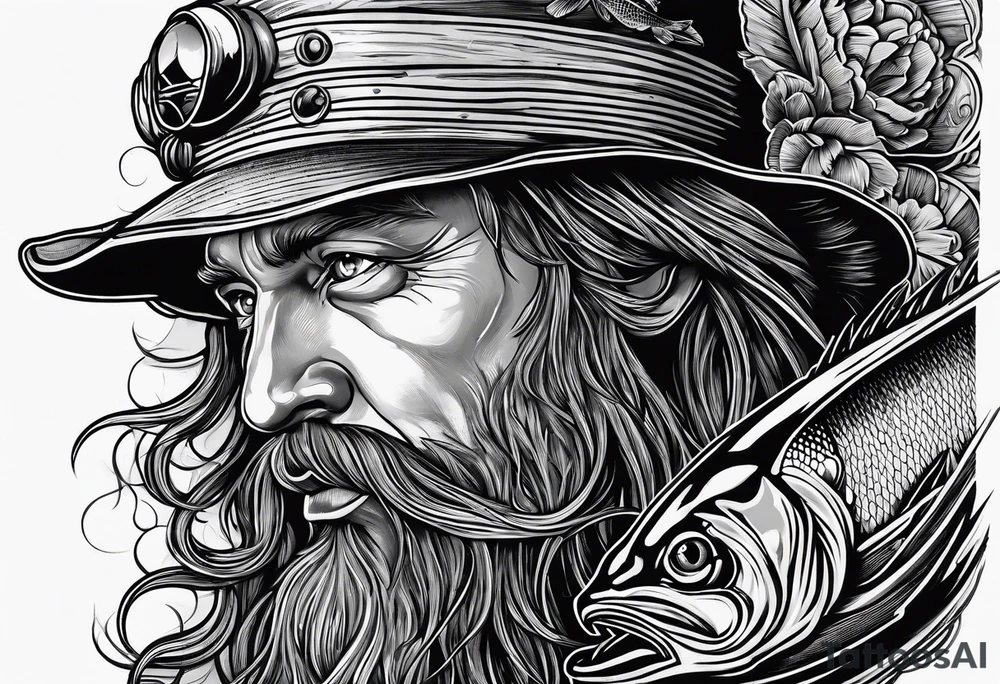 fisherman woodcut tattoo idea
