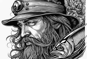 fisherman woodcut tattoo idea