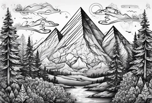 triangle trees mountain tattoo idea
