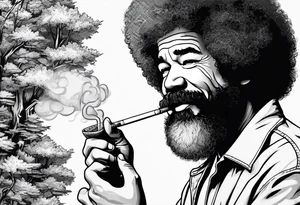 bob ross smoking cigarette tattoo idea