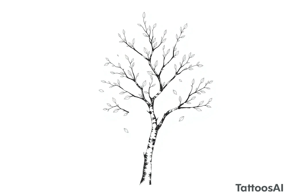 birch tree with light coloured leaves tattoo idea