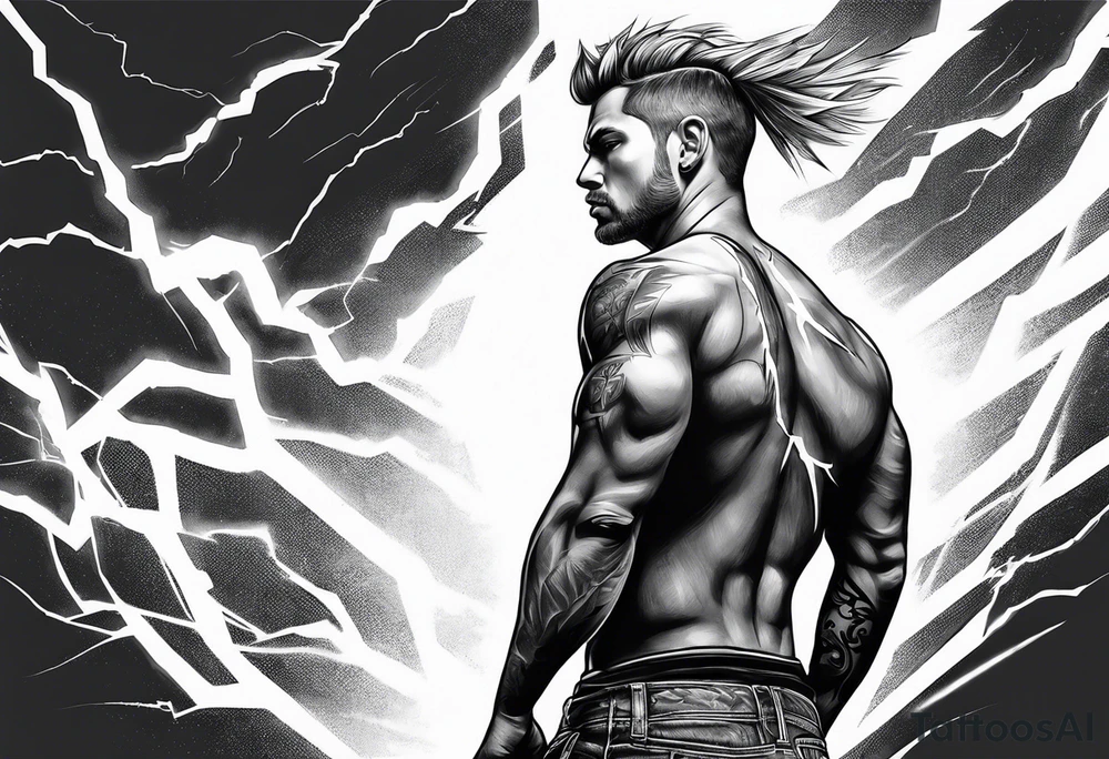 Lightning across the back tattoo idea
