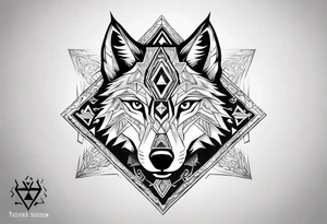 Legend of zelda link wolf in profile, in the center of his forhead is a diamond shape with a dot in the middle tattoo idea