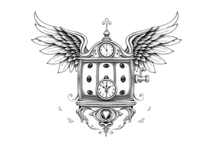 Slot machine with compass and clock with angel wings tattoo idea