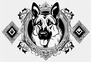 German shepherd with frame tattoo idea
