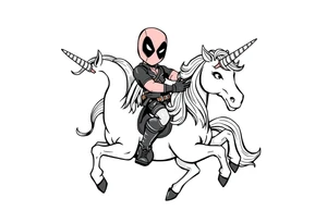 Deadpool riding unicorn tattoo idea