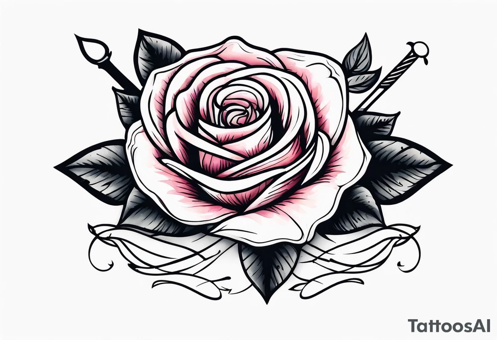 Messer mit Stacheldraht und Rose tattoo idea