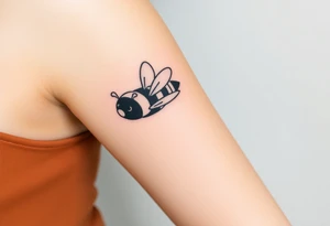 pilot bumble bee flying a commercial airplane tattoo idea