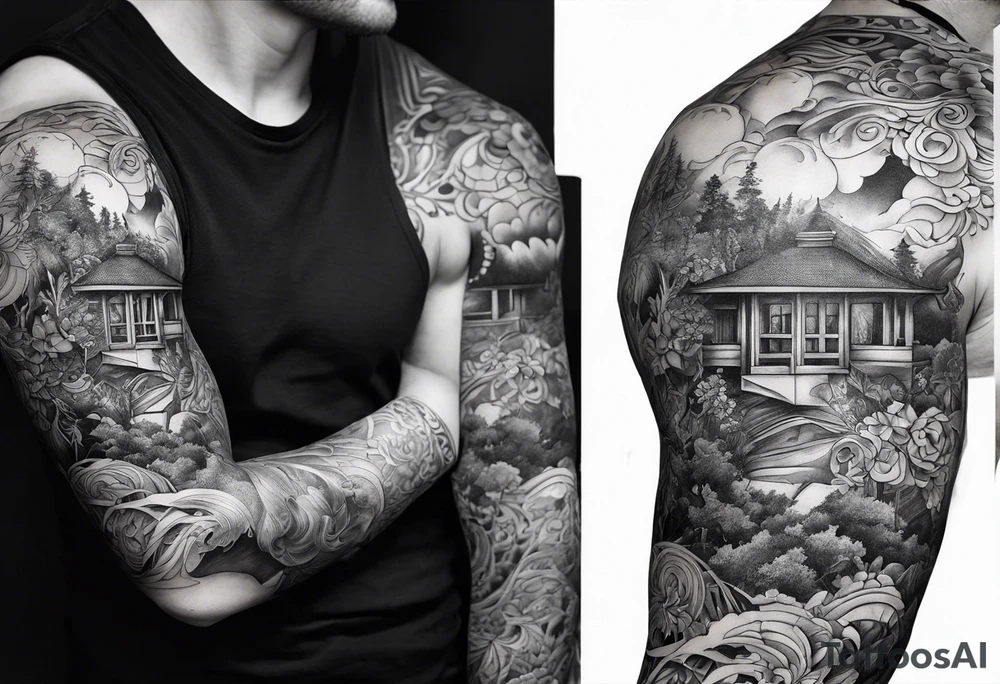 A tatto covering the arm from hand to shoulder based on Gustav Mahler's 5th symphony. tattoo idea