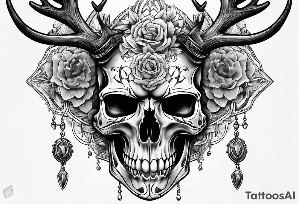 A human with a deer skull head tattoo idea