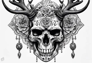 A human with a deer skull head tattoo idea